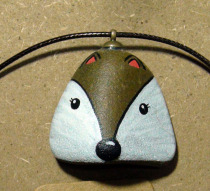 Stone fun tribe original hand painted stone creative gift Cute Fox necklace pendant sweater chain