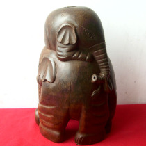 Old Pint Bamboo Root Sculpture Collection Mother-son Elephant Dust Seal 20 Years Pure Hand Imitation Ancient Bamboo Carving No Need To Make Old Bamboo Engraving