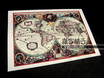 The Golden Age of Ancient Map Dutch Cartography 1630 Double Hemisphere Map Core Poster Decorative Painting