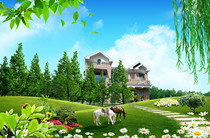 629 sticker printing paper poster board material 833 blue sky and white clouds natural scenery map (1)