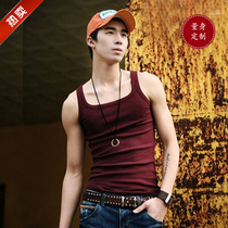 New Casual Fashion Sweat Vest Men Style Big Code Tight Fit Fitness Sports Vest Party Leader Undershirt Wine Red