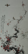 Zhang Jinhong National first-class artist Chinese painting flowers and birds painting plum blossom picture vertical entrance calligraphy and painting customization