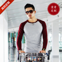 Spring mens fashion Fashion Leka Cotton Men Long Sleeve T-shirt Round Collar Workout to undershirt date red volume to be done