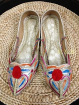 14 years of new Pakistani handmade pure leather pointed fine embroidered low-top womens shoes Nepal Thai style