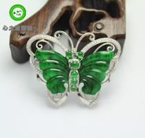 (Xing Family Workshop) Emerald Butterfly Pendant Brooch Personality Custom K Gold Inlays 101061