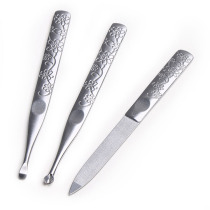 Carved Flowers Full Stainless Steel Personal Care Repi Tools Nail Filing Ear Spoons Dead Leather Fork Beautiful Beauty Tools
