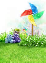 Childrens photography background cloth outdoor landscape grass green theme 100 days photo studio baby photo background paper 1032