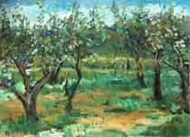 Original rural landscape oil painting wood oil painting landscape sketching Wuyuan forest Orchard oil painting color creation collection