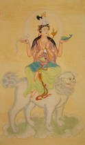 Thirty-three Guanyin icon picture pure hand-painted portrait hanging picture HD Buddhist Hall living room Chinese painting hanging picture scroll