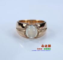 (Xingjia workshop)Emerald egg noodles mens ring personalized custom K gold inlaid 100181