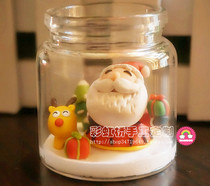 Christmas Old Man gift reindeer wishing bottle drifting glass bottle soft pottery hand-made DIY custom