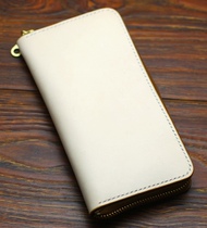 Hand-made custom imported tanning leather head layer cowhide long wallet zipper long wealth cloth