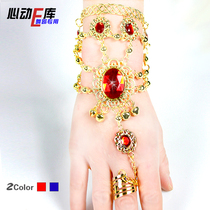 Yiwu factory price) Belly Indian folk dance accessories jewelry products)Large ruby ring one-piece bracelet)