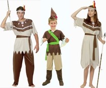 cos Indian costume children Halloween primitive male Savage clothes female Indigenous adult Hunter