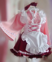 Four-piece set of new gorgeous and wind style cute bow anime maid dress maid 6-minute sleeves