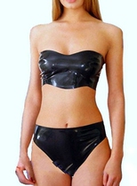  Latex Coat Latex Chest Clothes Underwear Suit Two Sets Latex Tight Body Clothing Latex Sexy Underwear