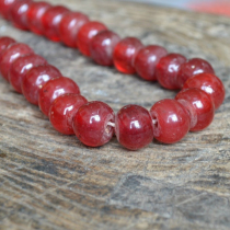 Promotion Boluxuan older handmade ancient method Bright red Old 12-13mm old glass beads loose beads red Ruby red