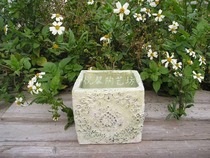 European style coarse pottery flower pot Pastoral style grass green old vintage pottery flower pot gardening pot flower pot