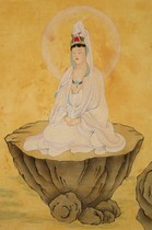 Nanhai Guanyin portrait hanging high-definition Buddha Hall living room Chinese painting Buddha statue white clothing Guanyin hanging portrait scroll