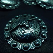 Old John ancient silver handbag buckle locomotive bag button saddle bag buckle Texas 44mm ancient silver bullhead bag buckle
