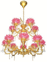 LED13 Pink crystal colorful Lotus lamp chandelier Temple lamp Buddha Lamp Buddha lamp Buddha lamp Buddha Hall chandelier Household