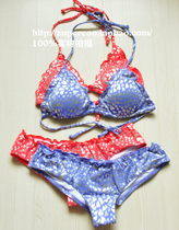 Cute heart hot silver European and American Foreign single cow goods girl lift small chest MM bikini