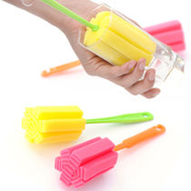 Daily home simple and durable popular Cup brush long handle bottle brush water Cup sponge cleaning cleaning brush three colors