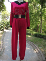 Mens and women Tai Chi clothing martial arts uniforms V collar Rose Red belt fabric Ice Silk