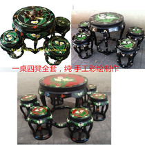 (Hongtaisheng lacquerware) Shanxi Pingyao lacquerware tea table table embroidered pier and tie Lian with housewarming new home gifts