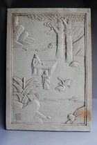 Late Qing Dynasty Wang Bingrong carved porcelain plate Xis love goose