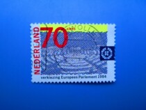 Dutch stamp 1984 second European Parliament election letter sales 1 full pattern is European Parliament emblem
