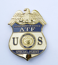 U.S. Metal Badge U.S. Tobacco Alcohol Firearms and Explosives Management Department of Justice Agent Pure Copper Badge