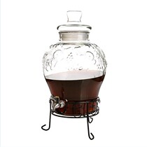 New carved sealed storage jar glass bottle sparkling kimchi jar glass jar medicinal wine jar large