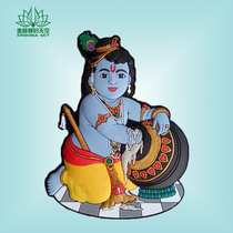 Refrigerator sticker Krishna stealing cream Indian God Jaganata smiley face Krishna Sky 7-9cm