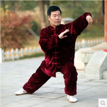  LF1 autumn and winter thickened gold velvet tai chi suit practice suit mens and womens non-inverted velvet Taijiquan clothing