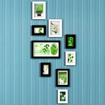 Solid wood staircase aisle creative photo wall photo frame combination Photo Wall photo background wall 9 frame