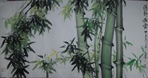 Pure Hand Painted Four Feet of Flowers Birds National Painting Bamboo Wu Shan Rain Bamboo Newspaper Ping of the Pingan Word Painting and Painting and Painting R26