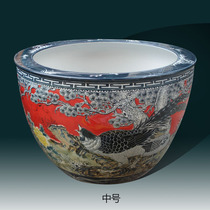 Jingdezhen red bottom relief porcelain cylinder festive red cylinder carving cylinder furnishings calligraphy and painting porcelain cylinder art cylinder