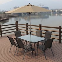 Square table outdoor furniture patio balcony parasol Leisure Garden coffee iron table and chair combination set Outdoor
