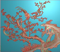 Plum orchid bamboo chrysanthemum clove cabinet plum blossom size 357*312 computer engraving relief map gray-scale JDP