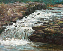 Original color oil painting landscape Wuyuan spring water stream oil painting Waterfall oil painting living room hotel tea bar decoration painting