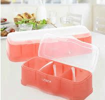 Kitchen supplies flip-top salt monosodium glutamate sugar seasoning box creative Daily plastic seasoning box with spoon extraction