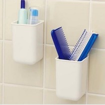Japan KM Traceless Suction Cup Shelf Wash Face Milk Toothbrush Toothpaste Rack Comb Scraping Hob containing box 2 only clothes