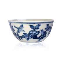 Taiwanese pottery artist Li Cunren Cunren Tang blue and white flowers and fruit patterns wash ancient rhymes antique tea cup