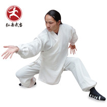 Hongyue Wudang linen Taiji clothing white Taijiquan clothing practice Wudang robe oblique kung fu clothing