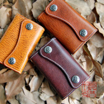 Clay art new youth card universal leather first layer cowhide Korean retro handmade creative key bag tide
