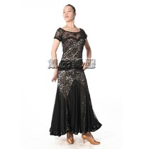 Dai's dance dress luxury black flattering series high-grade silver flower fabric hip large swing modern dance conjoined