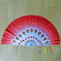  Performance dance Yangge single fan Red right hand 1 5-foot large peacock fan 12 yuan dance fan Mulan fan Caiyun Fan