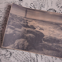 Lighthouse HD picture classic black and white photo ocean landscape hanging painting Kraft paper design photo frame interior decoration painting core