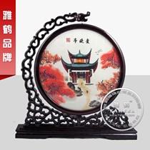 Xiangembroidery Boutique Bifacial Embroidered Love Evening Pavilion Hunan Scenic and Scenic Decoration Painting to Lead the Dragon Boat Festival Gift